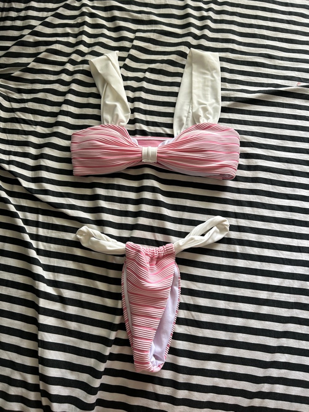 Pink & White Striped Two-Piece Bikini Set